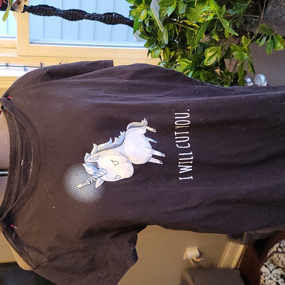 Tee turtle women's fitted tee with I will cut you unicorn